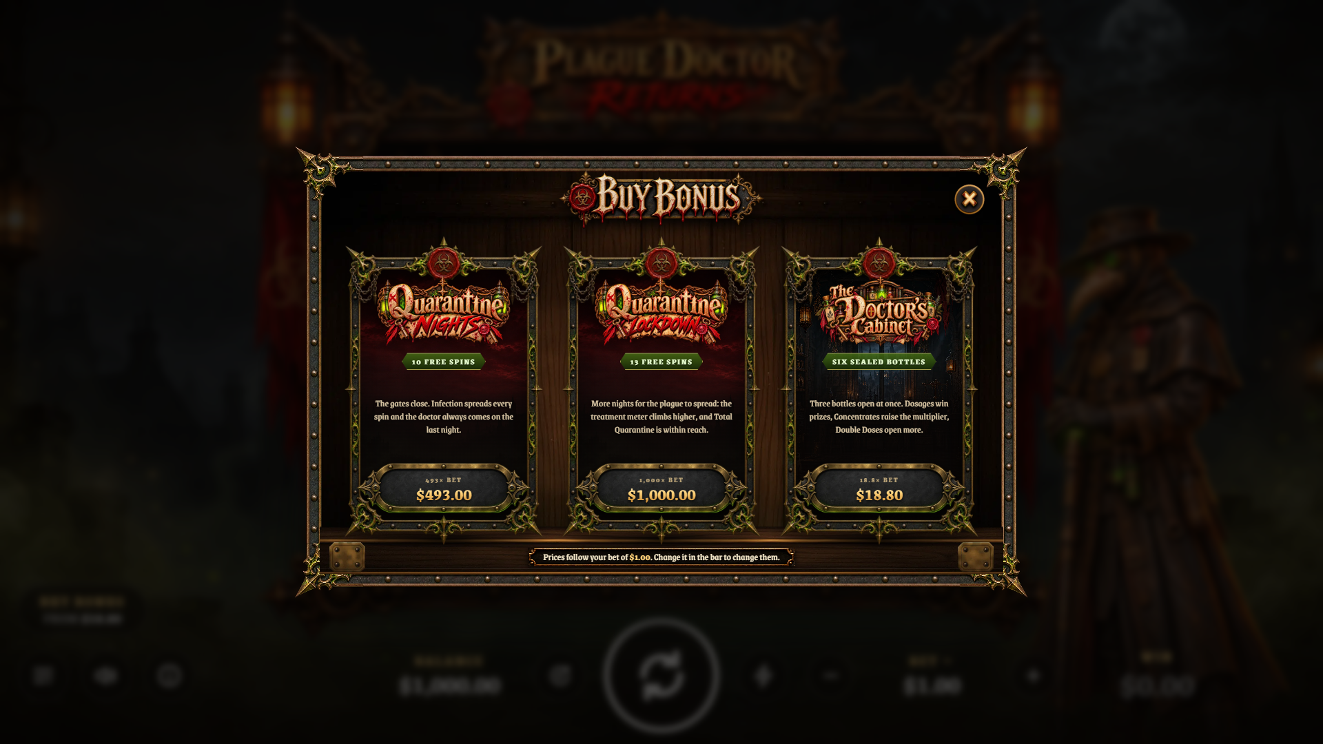 Plague Doctor Returns bonus buy menu