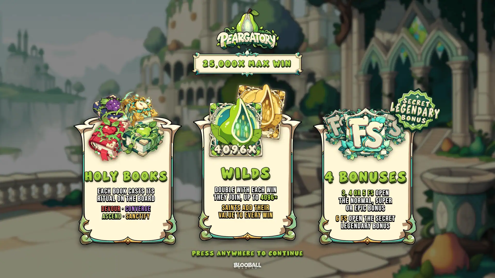 Peargatory slot intro screen