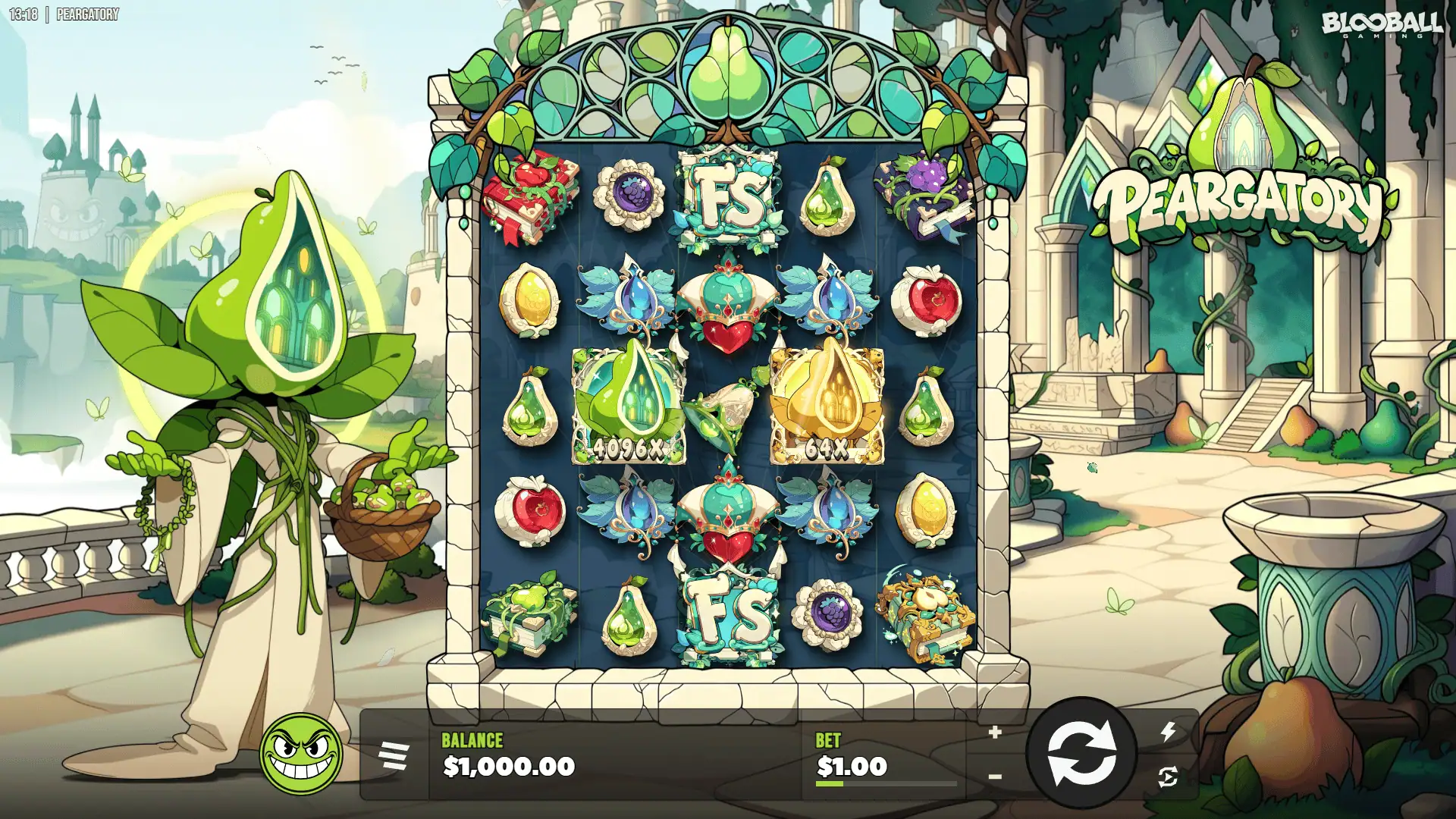 Peargatory slot gameplay reels