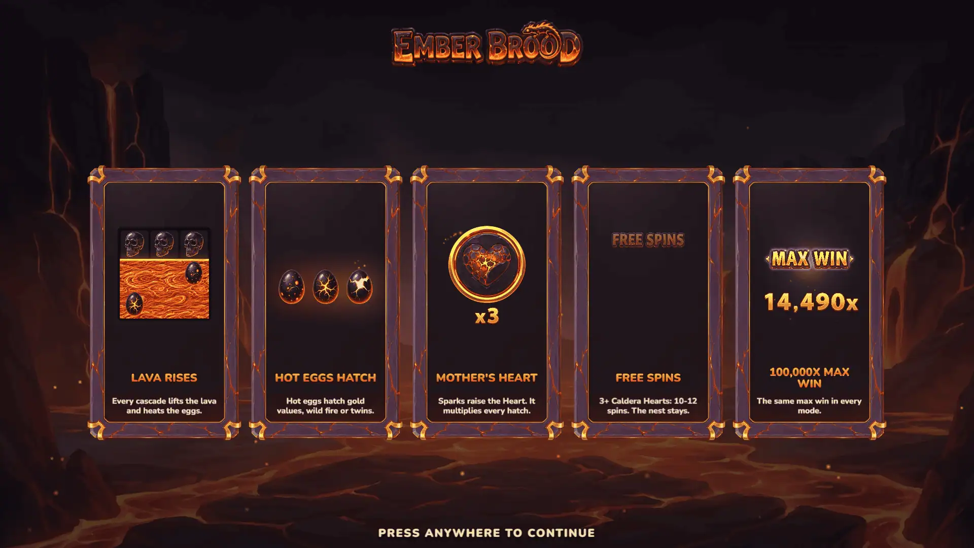 Ember Brood slot intro screen
