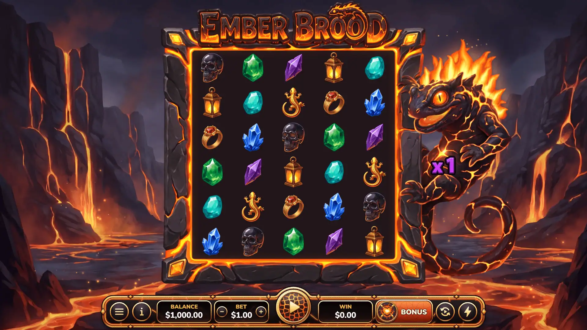 Ember Brood slot gameplay reels