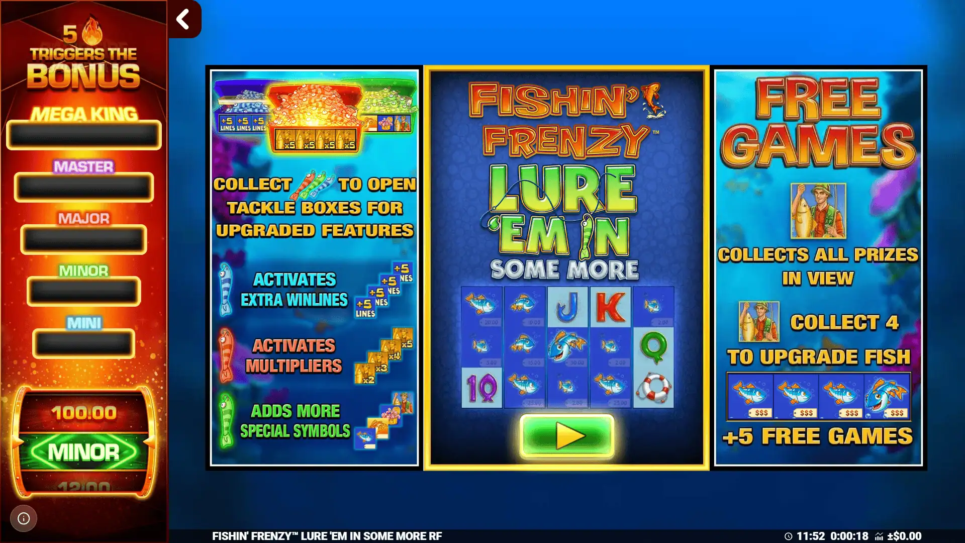 Fishin’ Frenzy Lure ‘Em In Some More slot intro screen