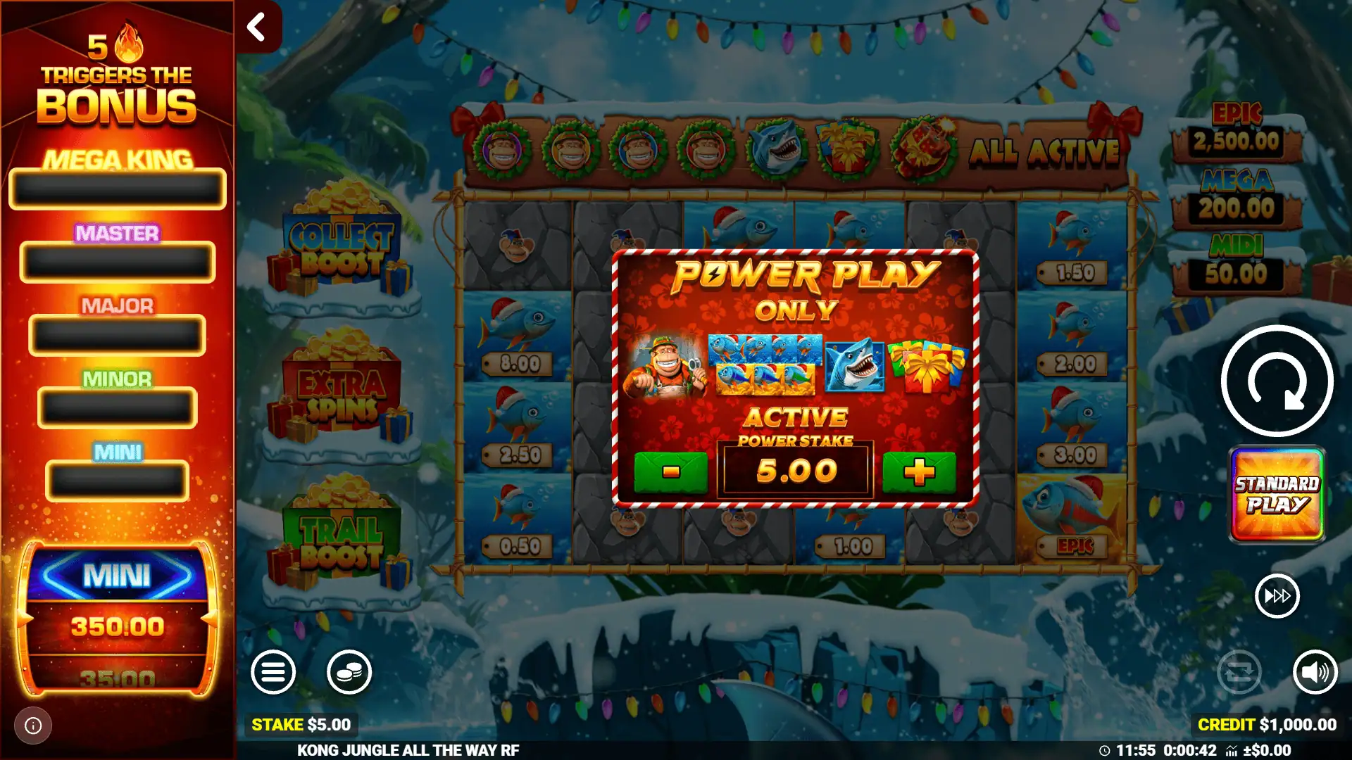 Kong Jungle All The Way bonus buy menu