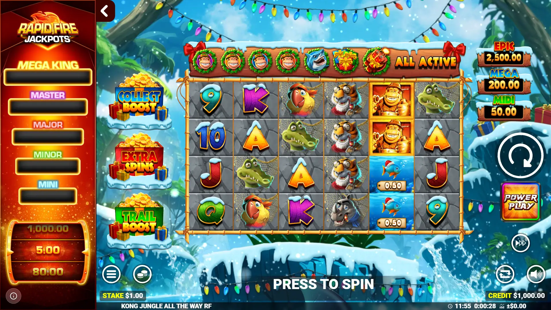 Kong Jungle All The Way slot gameplay reels