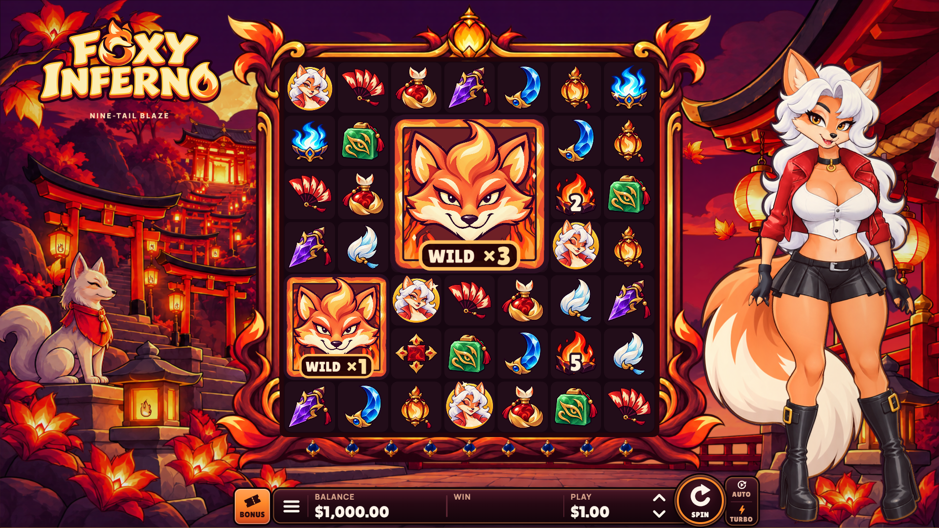 Foxy Inferno slot gameplay reels