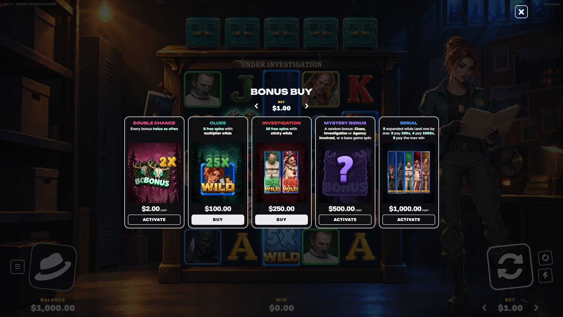 Under Investigation bonus buy menu