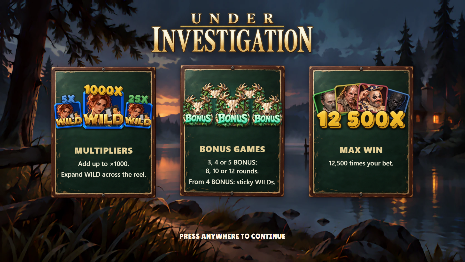 Under Investigation slot intro screen
