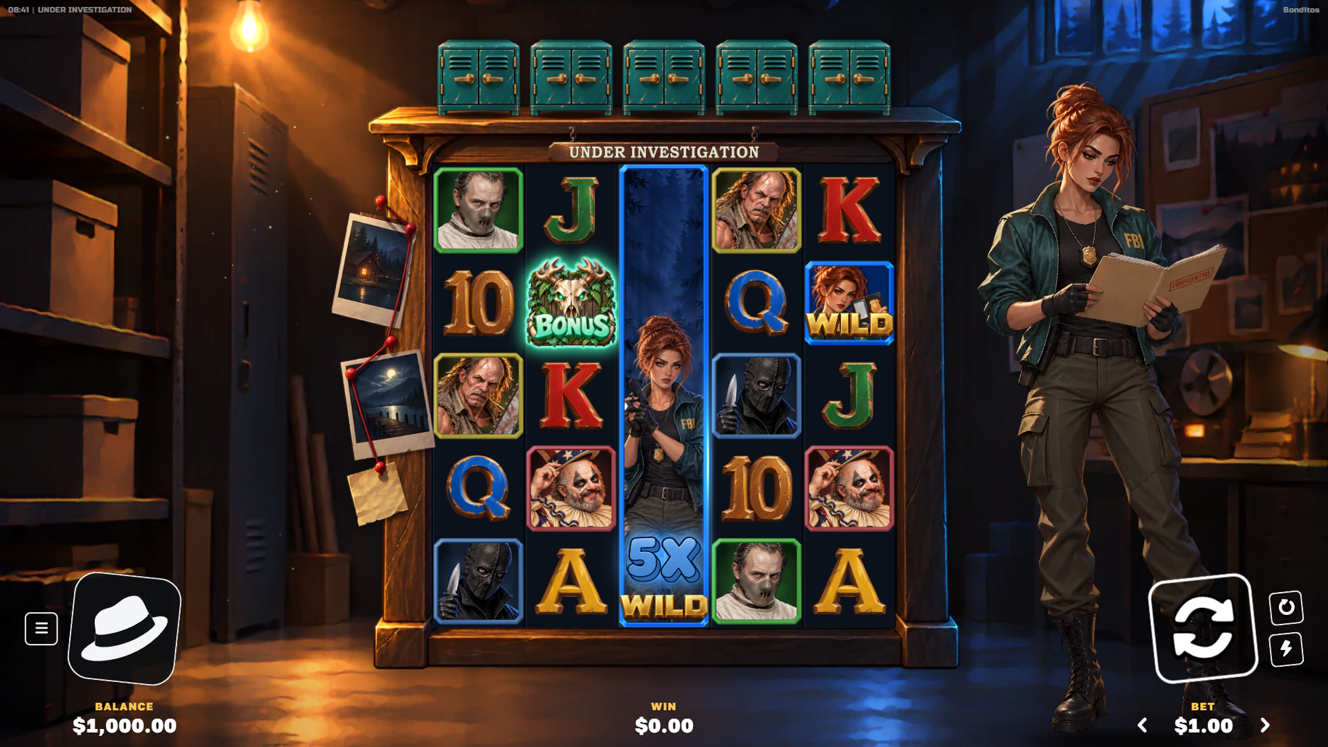 Under Investigation slot gameplay reels