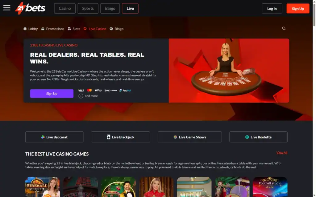 21Bets Casino: Live Casino