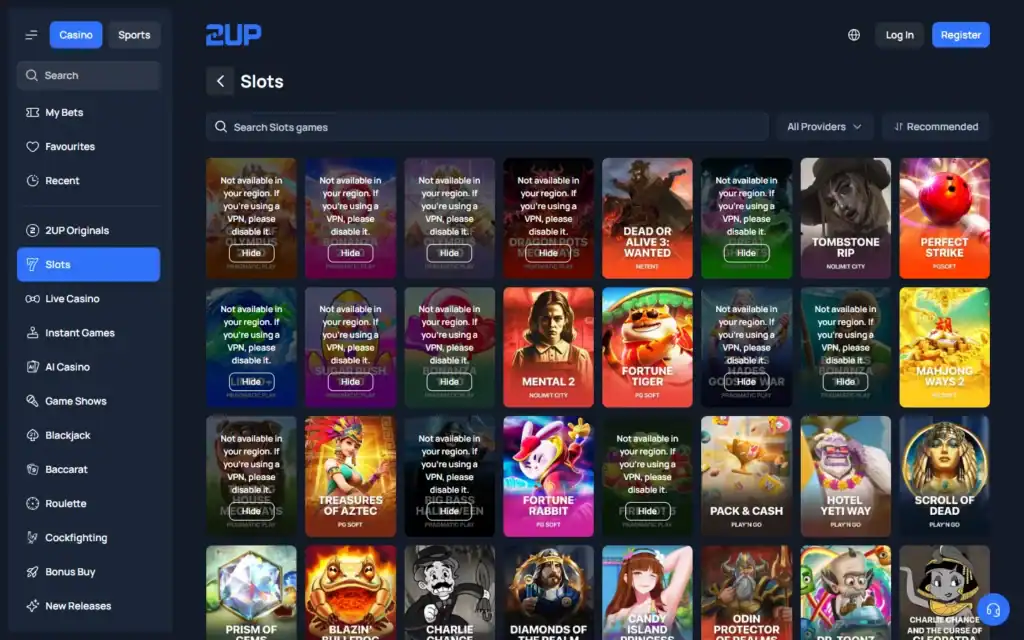 2up Casino: Slots