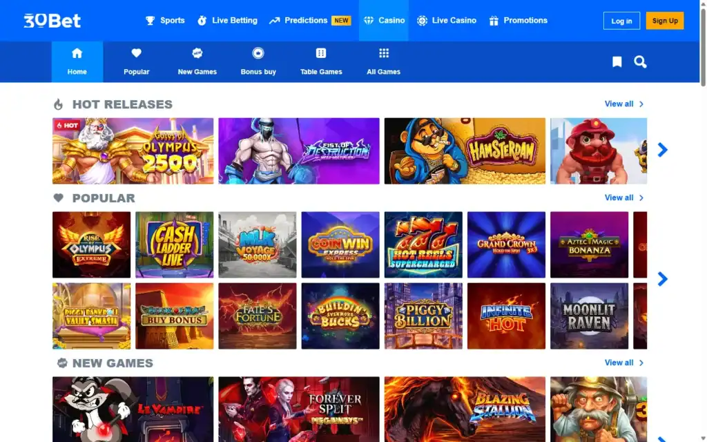 30 Bet Casino: Slots