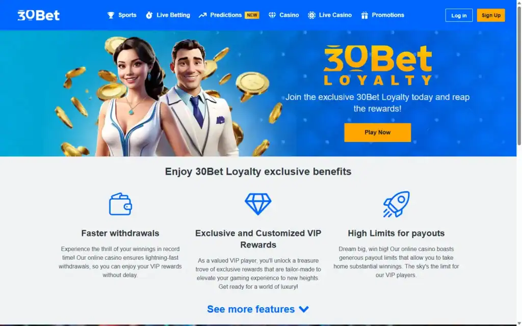 30 Bet Casino: VIP