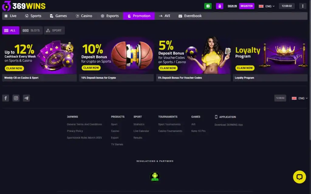 369WINS Casino: Bonus