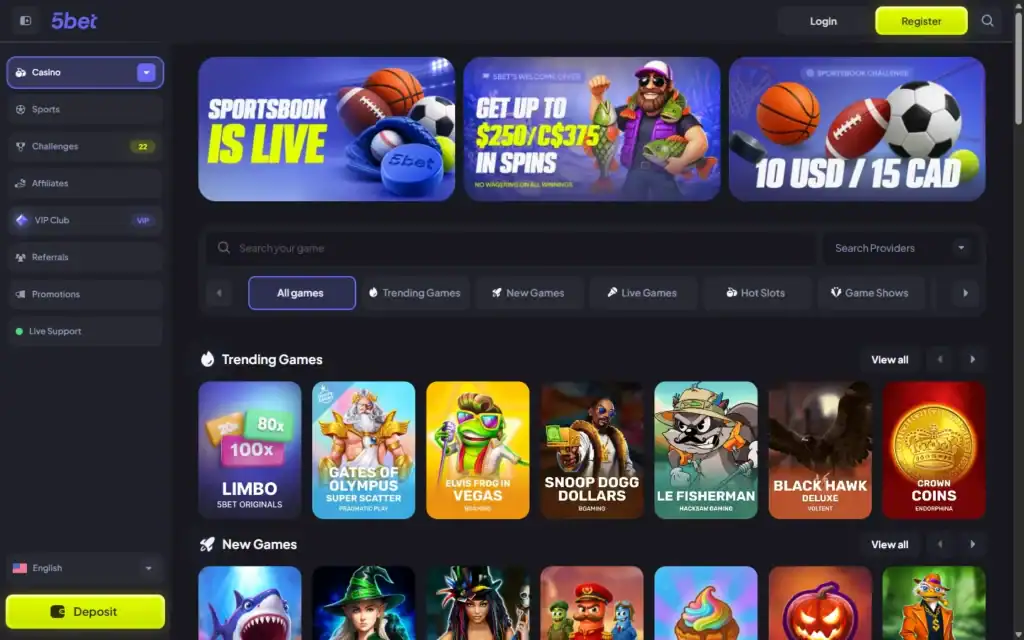 5bet Casino: Slots