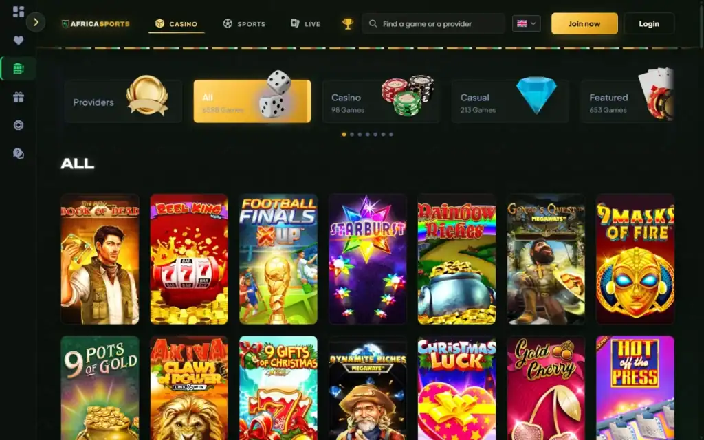 Africa Sports Casino (AfricaSports): Slots