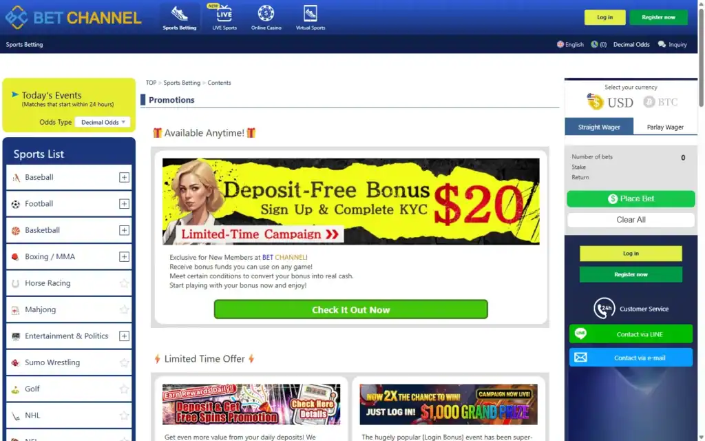 Bet Channel Casino: Bonus