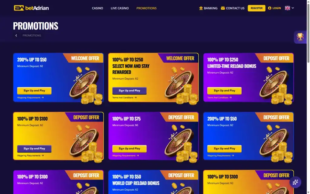Betadrian Casino: Bonus