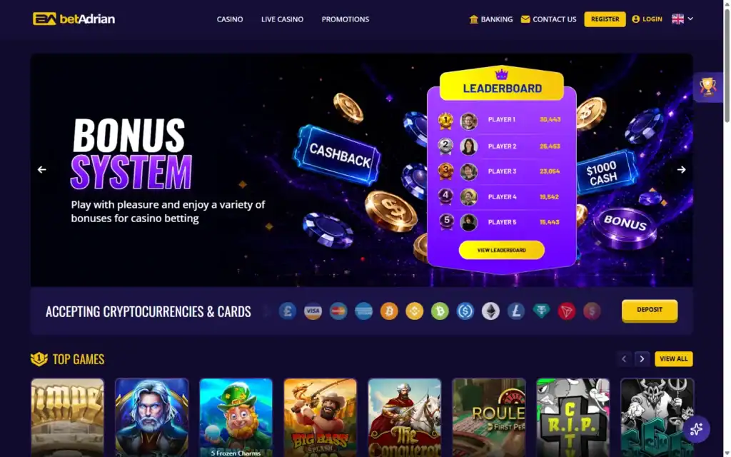 Betadrian Casino: Homepage