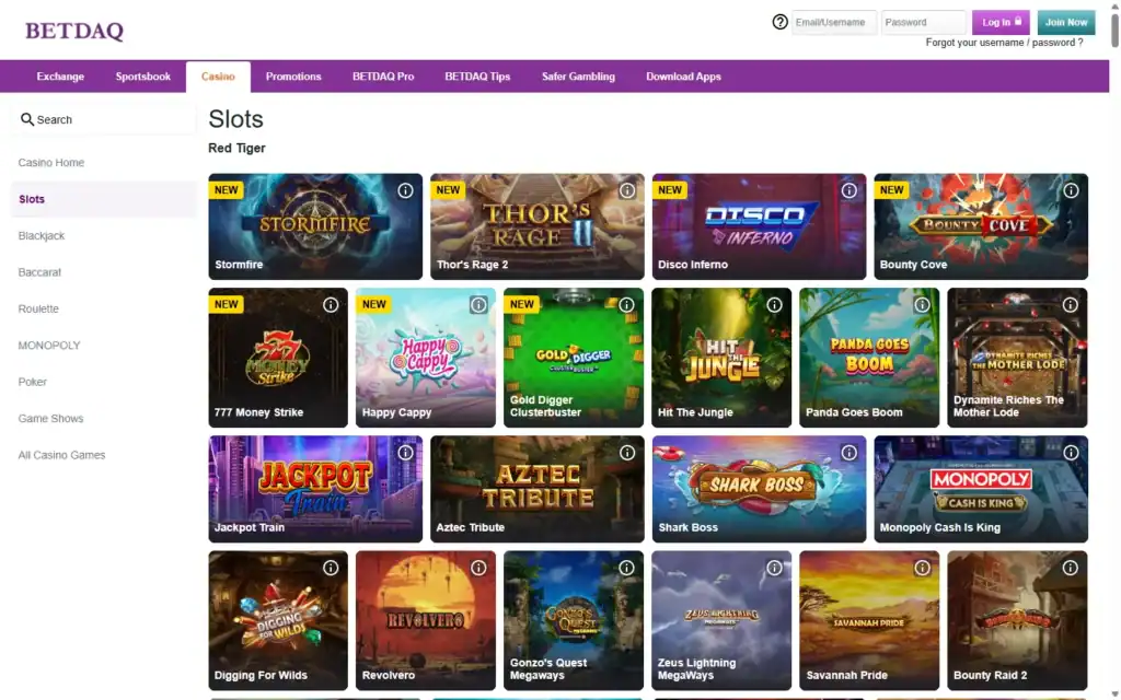 Betdaq Casino: Slots