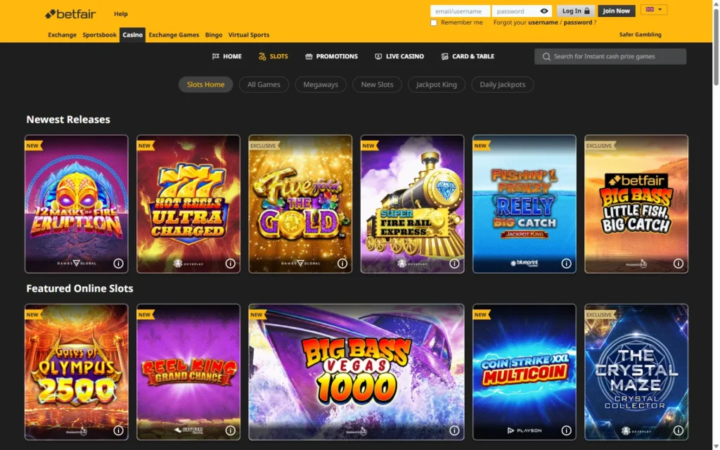 Betfair Sport: Slots