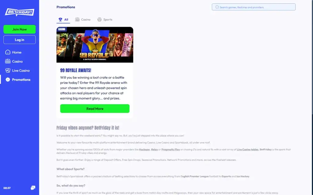 Betfriday Casino: Bonus