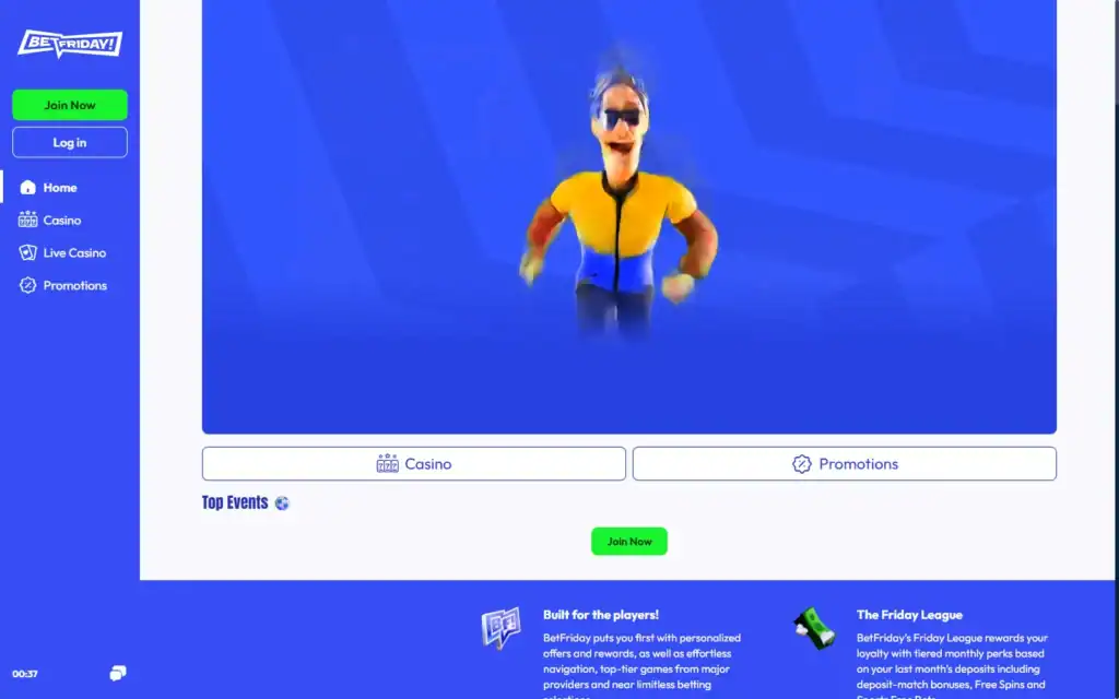 Betfriday Casino: Homepage