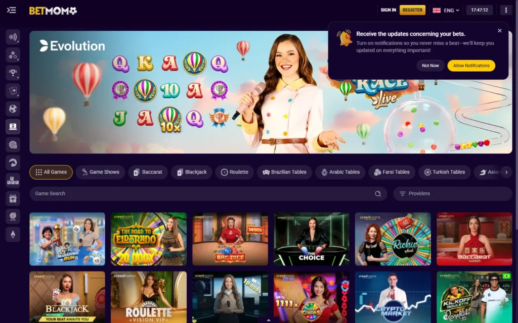 Betmomo Casino: Casino live