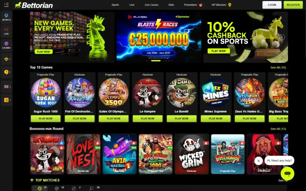 Bettorian Casino: Homepage