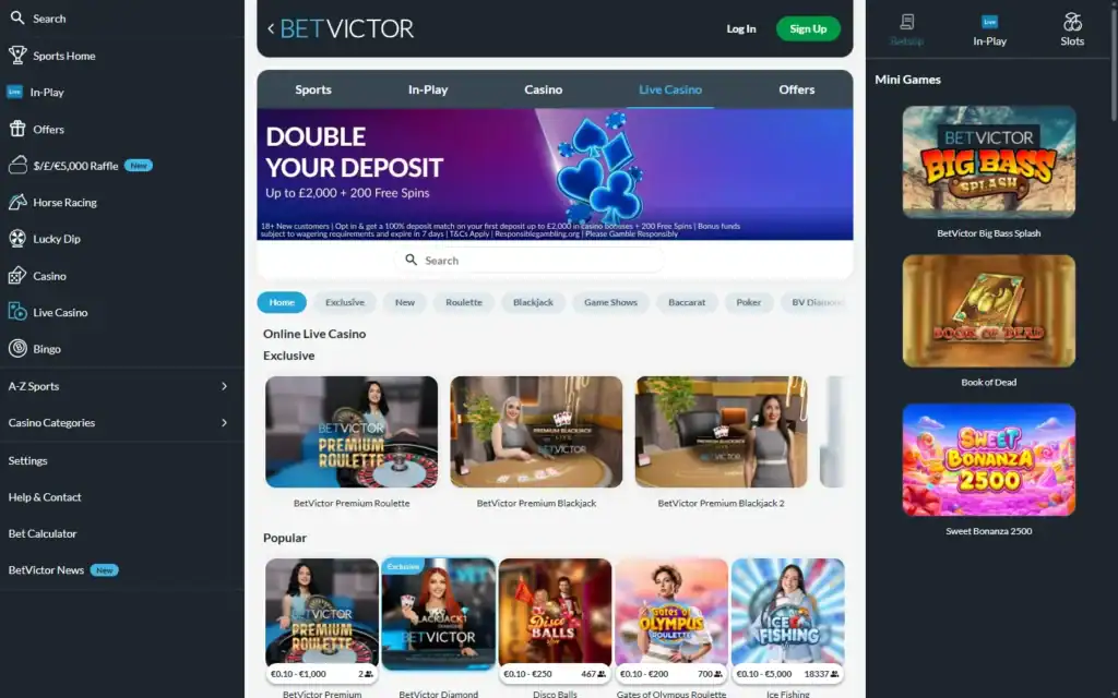 BetVictor Casino: Casino live