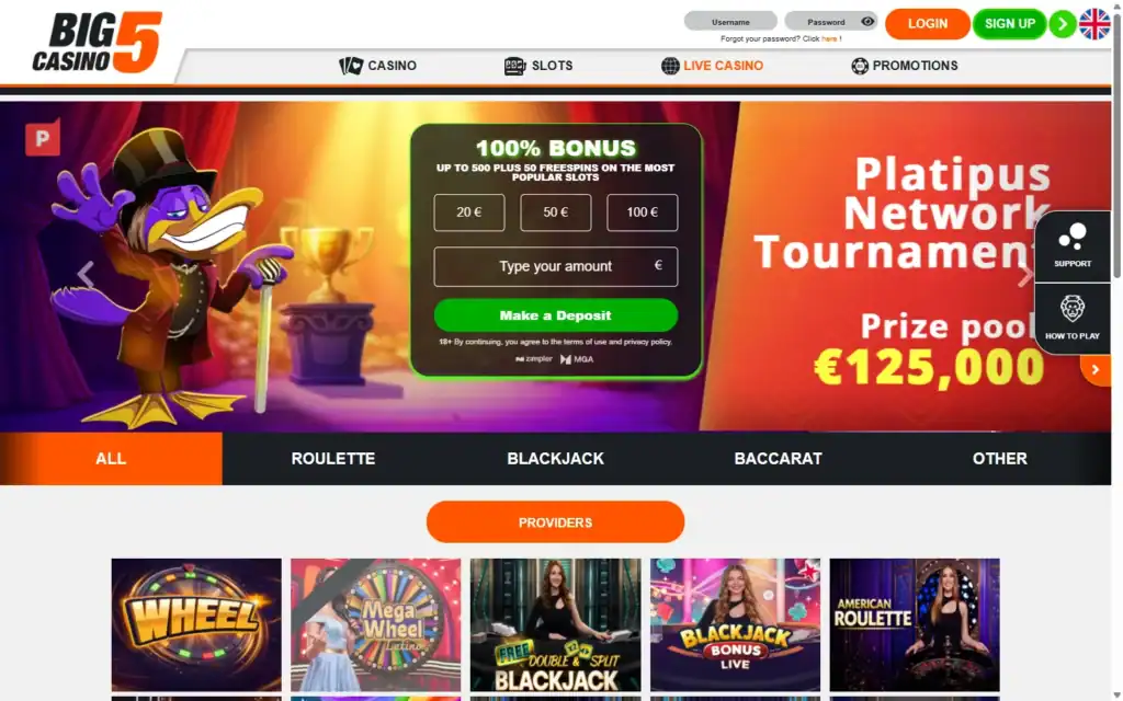 Big5 Casino: Live Casino