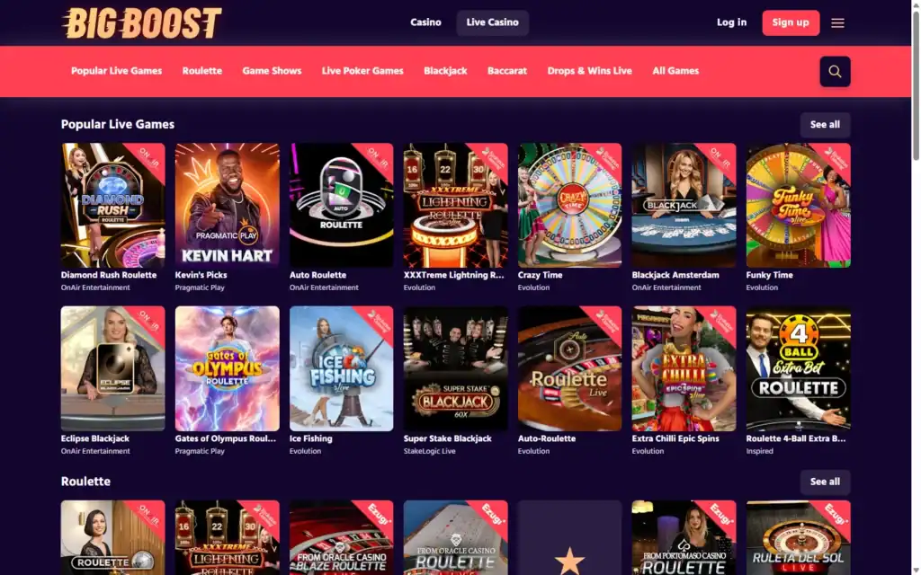 Bigboost Casino: Live Casino