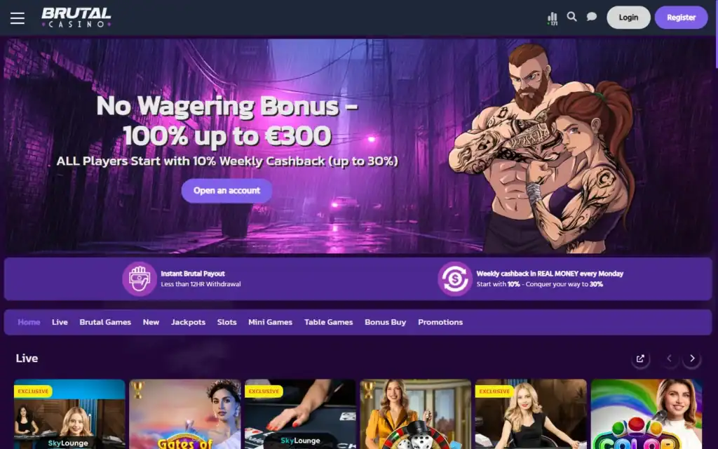 Brutal Casino: Homepage