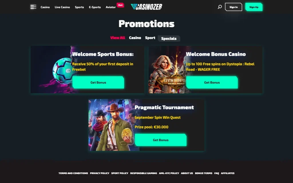 Casinozer: Bonus