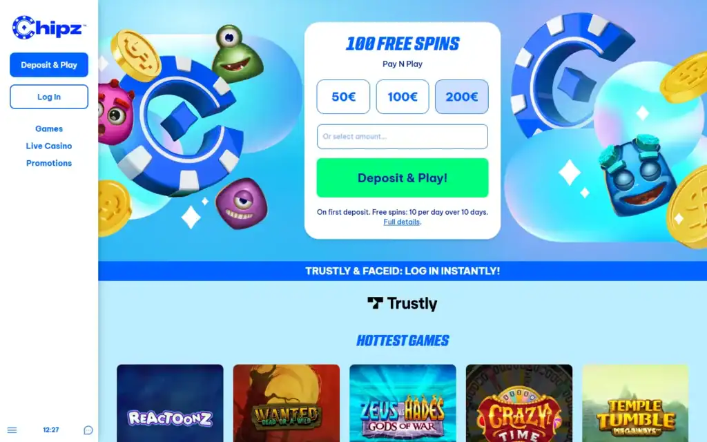 Chipz Casino: Homepage