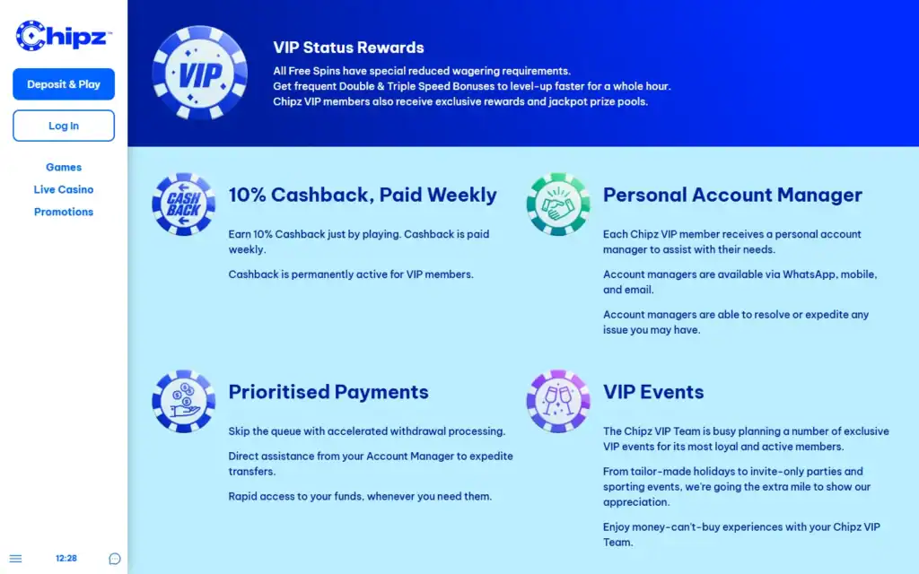Chipz Casino: VIP