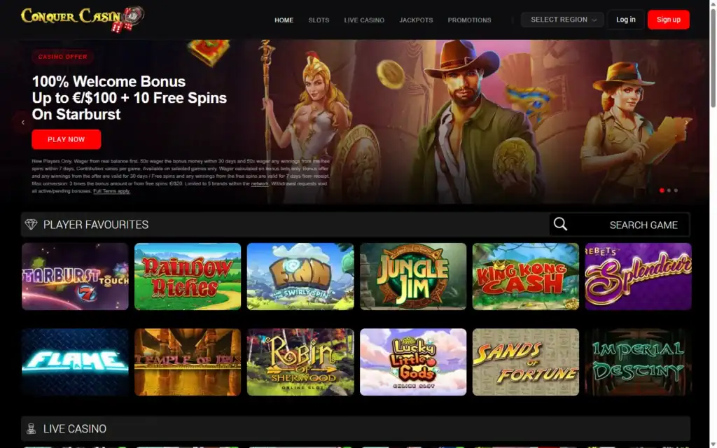 Conquer Casino (ConquerCasino.com): Homepage