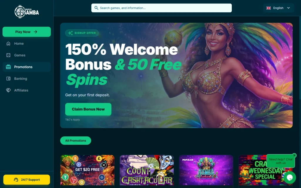 Cryptosamba Casino: Bonus