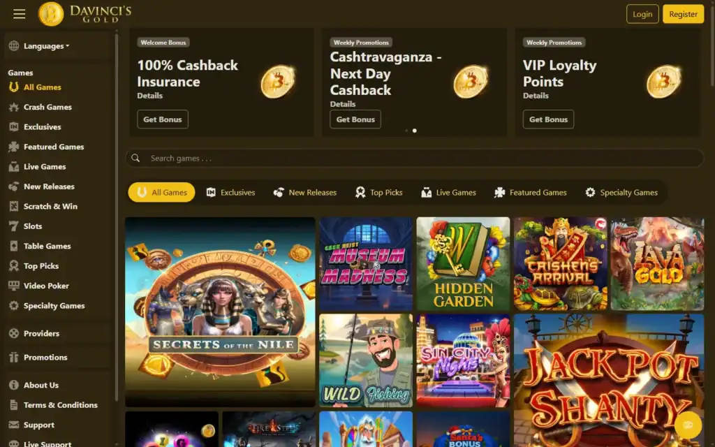 DaVinci's Gold: Homepage