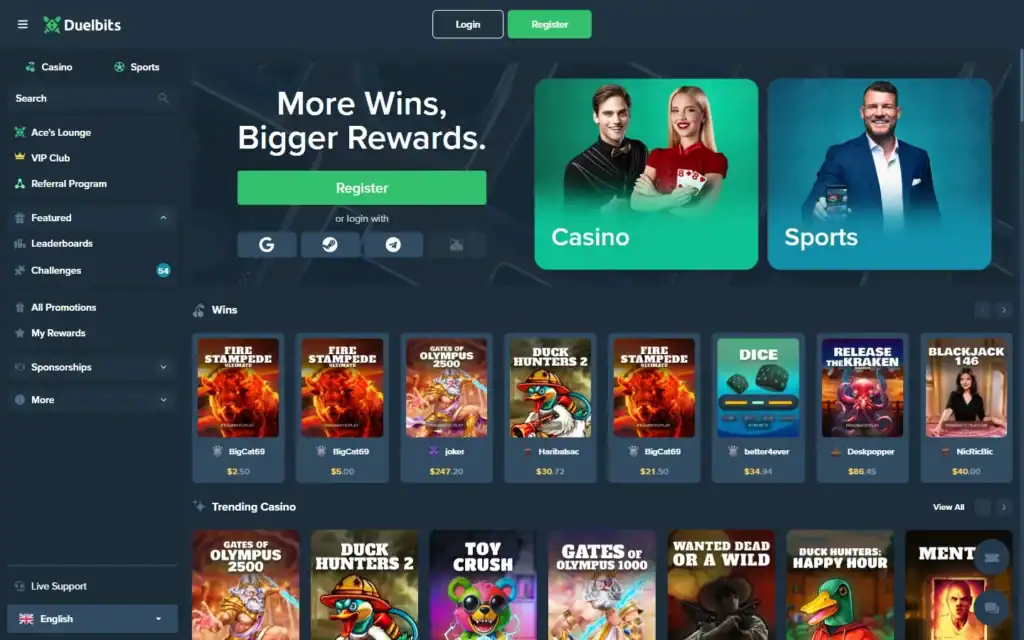 Duelbits Casino: Homepage