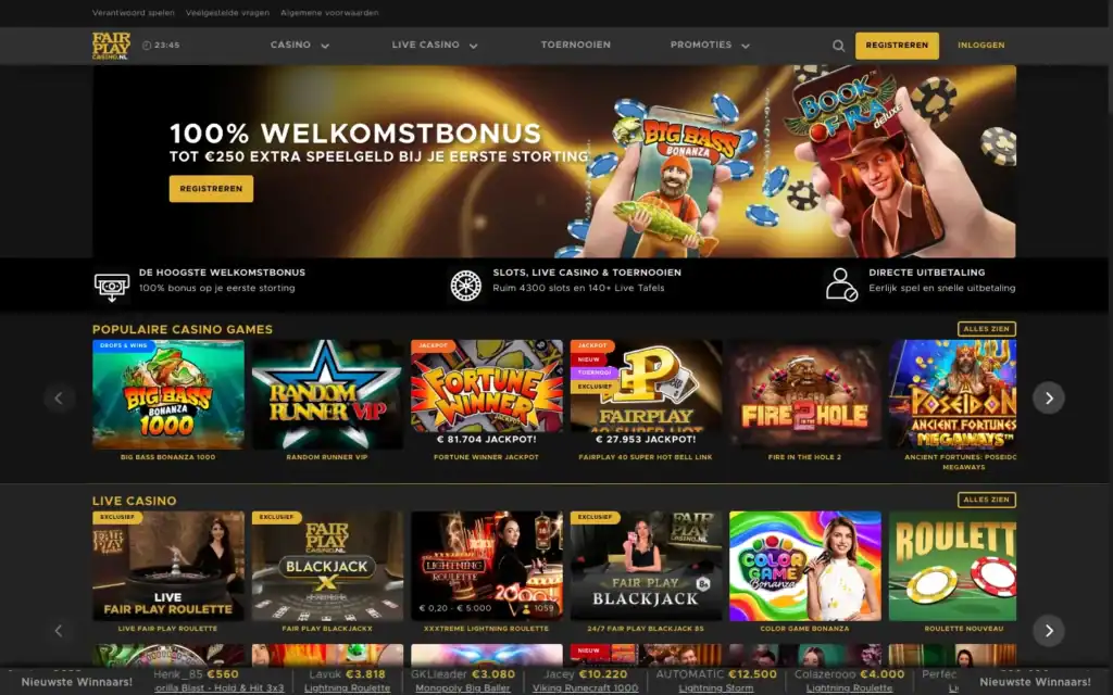 Fair Play Casino: Homepage