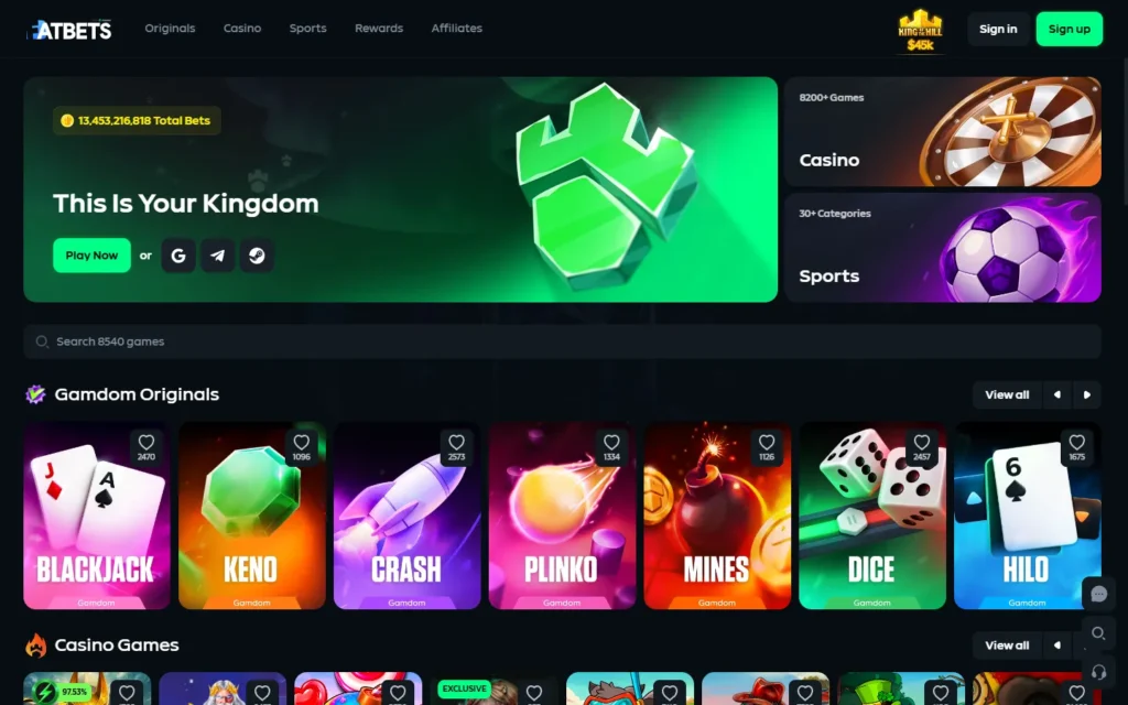 Fatbets Casino: Homepage