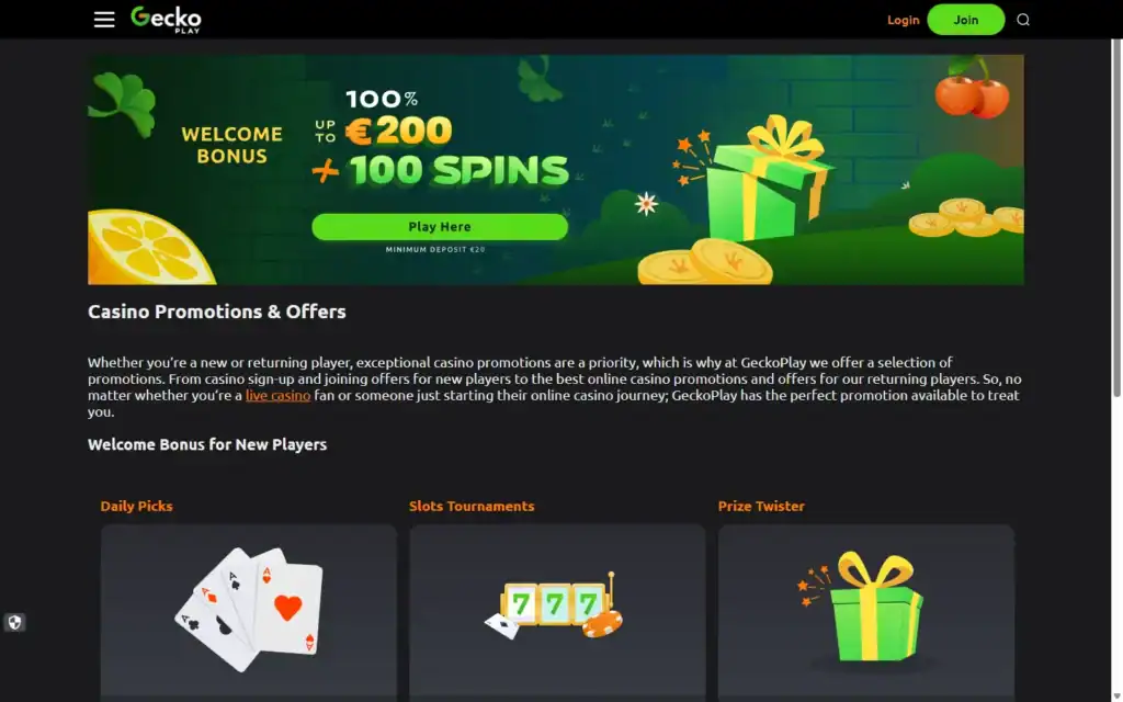 GeckoPlay Casino: Bonus