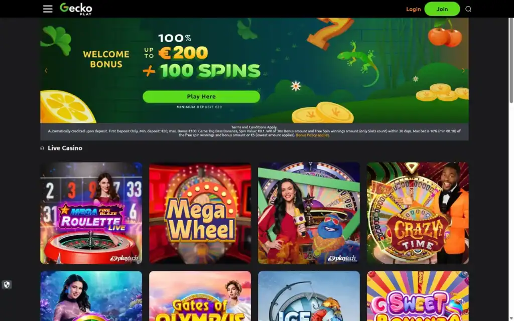 GeckoPlay Casino: Live Casino