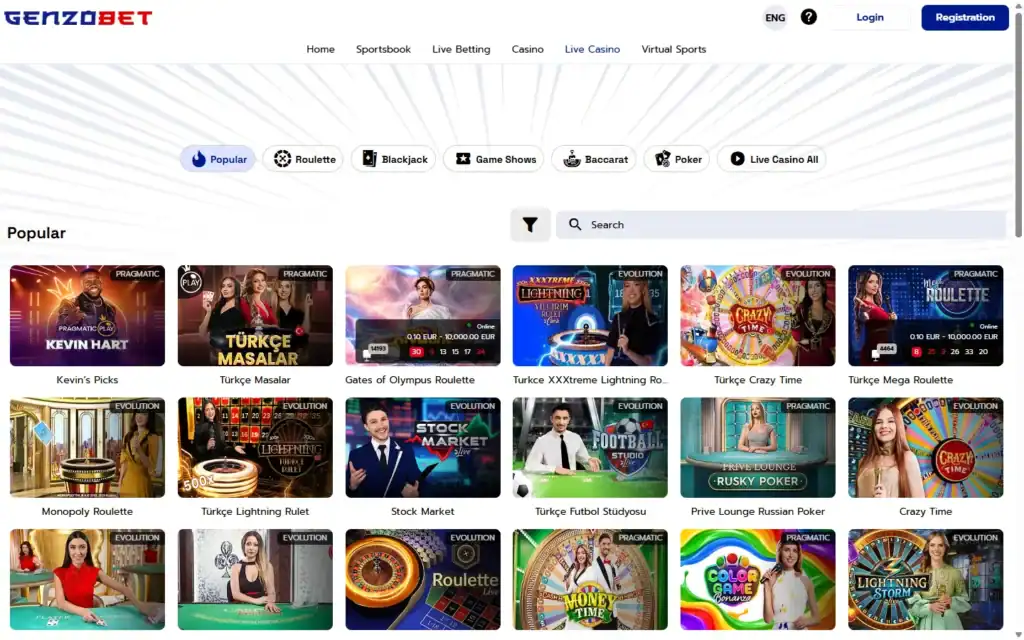 GenzoBet: Live Casino