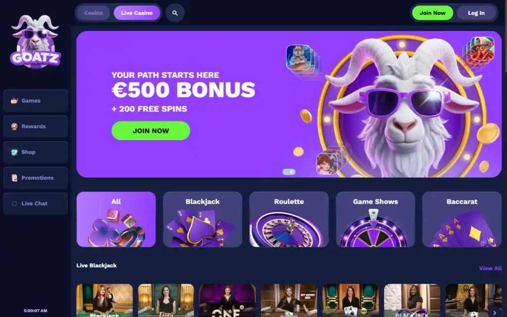 Goatz Casino: Live Casino