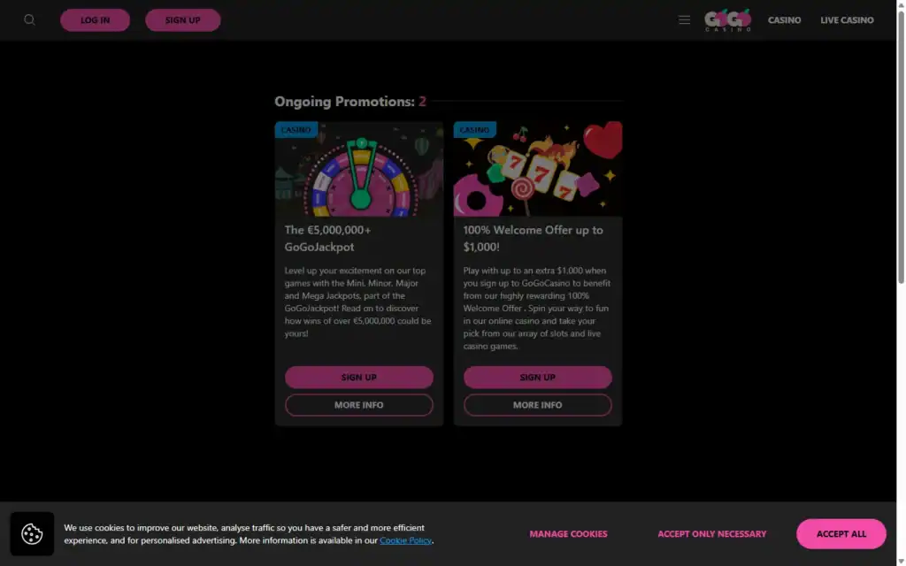 Gogo Casino: Bonus