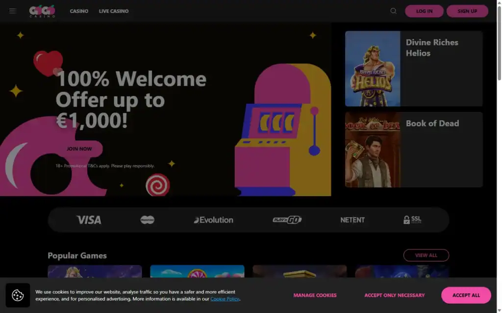 Gogo Casino: Homepage
