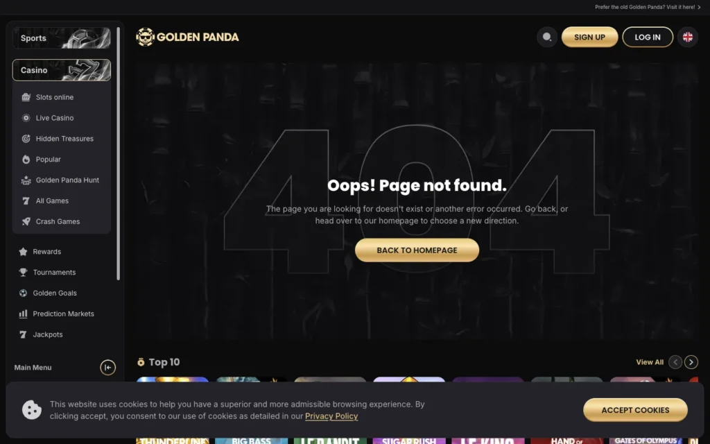 Golden Panda Casino: Homepage