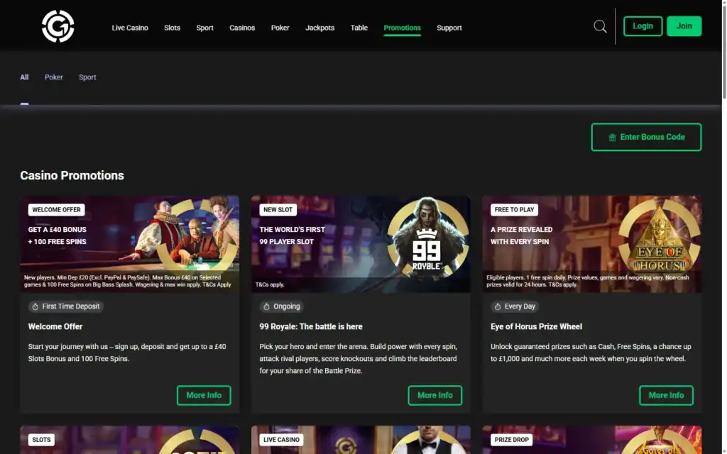 Grosvenor Casino: Bonus