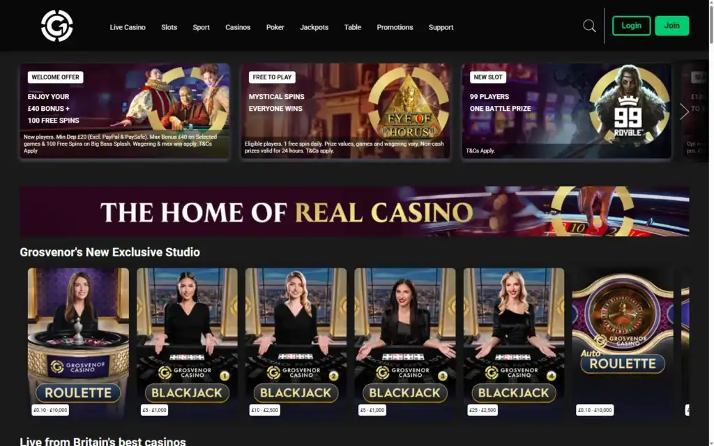 Grosvenor Casino: Homepage